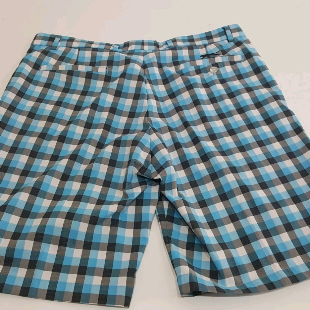 Comfortable Slazenger Men's Size 34 Plaid Golf Shorts - Turquoise & Black Wear